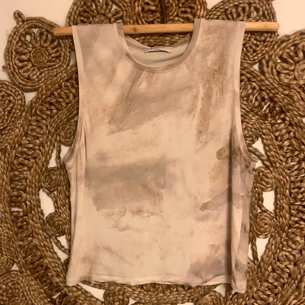 Aritzia Beige Tie-Dye Muscle Tee